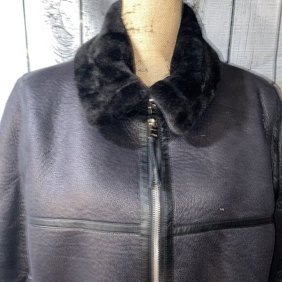 Love Token Faux Shearling Black Cropped Aviator Jacket - Picture 12 of 16